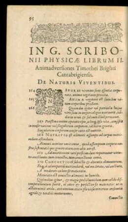 In G. Scribonii Physicae Librum II. Animadversiones Timothei Brighti Cantabrigiensis.