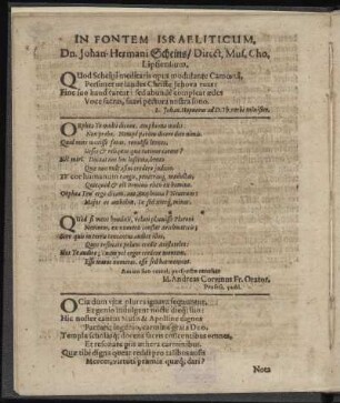 Widmungsgedichte auf Johann Hermann Schein