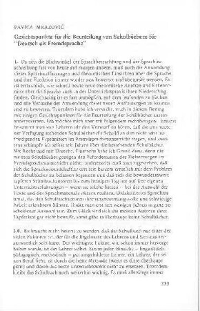 Gesichtspunkte für die Beurteilung von Schulbüchern für "Deutsch als Fremdsprache"