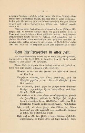 Vom Meisterwerden in alter Zeit