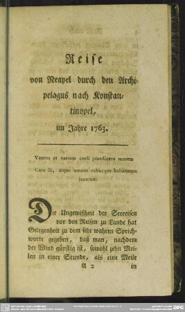 Reise von Neapel durch den Archipelagus nach Konstantinopel, im Jahre 1763