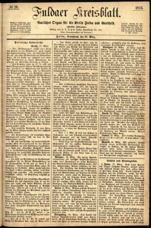Ausgabe vom Samstag, den 29. März 1873.