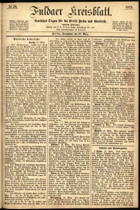 Ausgabe vom Samstag, den 29. März 1873.