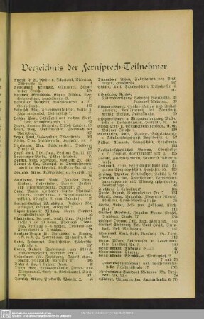 Verzsichnis der Fernsprech-Teilnehmer
