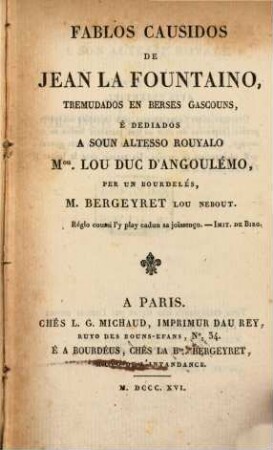 Fables choisies de Jean de LaFontaine