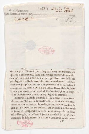 "Revue Générale. Extrait d'un Mémoire de m. Simonof sur la température de l'hemisphère austral."