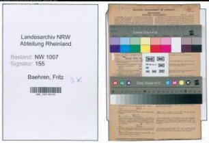 Entnazifizierung Fritz Baehren , geb. 27.11.1903 (Chemiker)