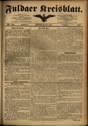 Ausgabe vom Mittwoch, den 26. Juni 1907.