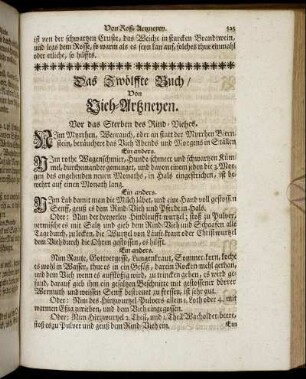 Das Zwölffte Buch / Von Vieh-Artzneyen.