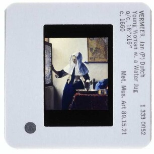 Vermeer, Frau mit Kanne am Fenster (New York MMA 89.15.21)