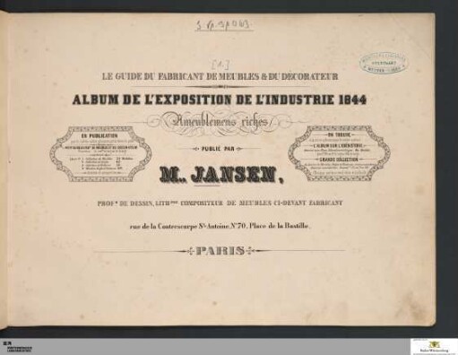 [1]: Album de l'exposition de l'industrie 1844 : ameublemens riches