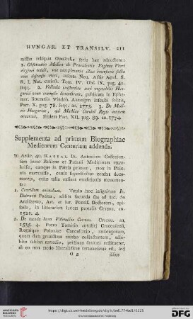 Supplementa ad primam Biographiae Medicorum Centuriam addenda