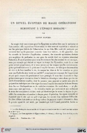 40: Sur un rituel égyptien de magie opératoire remontant à l'époque romaine