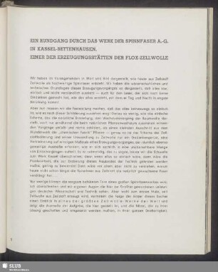 Ein Rundgang durch das Werk der Spinnfaser A.-G. in Kassel-Bettenhausen