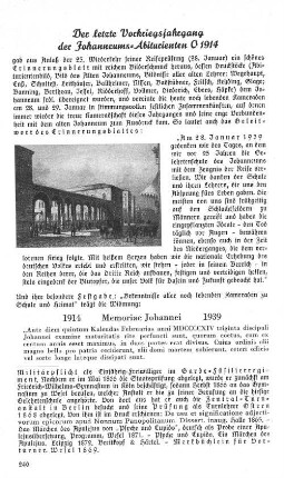 Der letzte Vorkriegsjahrgang der Johanneums-Abiturienten O 1914