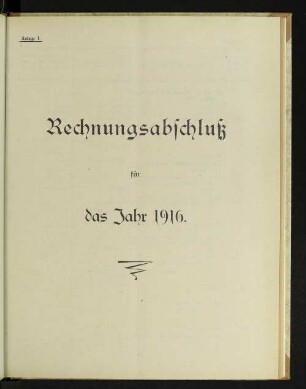 Rechnungsabschluß für das Jahr 1916.