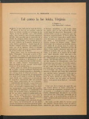 Tal como la he leído, Virginia