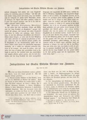 Jahrgeschichten des Grafen Wilhelm Wernher von Zimmern