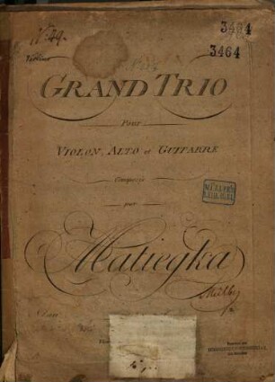 Grand trio pour violon, alto et guitarre