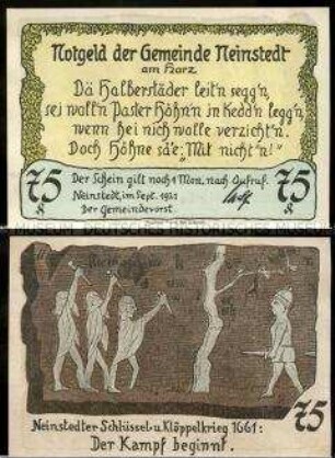 Neinstedt 75 Pfennig, Notgeldserie