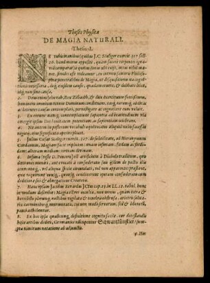 Theses Physicae De Magia Naturali.