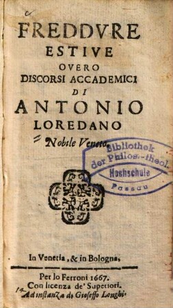 Freddure estive : overo discorsi accademici