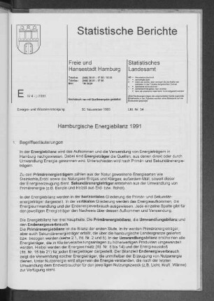 Hamburgische Energiebilanz 1991 : Lfd. Nr. 34