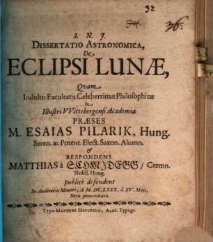 Diss. astron. de eclipsi lunae