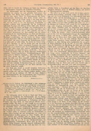 279-281 [Rezension] Middendorff, Friedrich, Der Kirchenkampf in einer reformierten Kirche