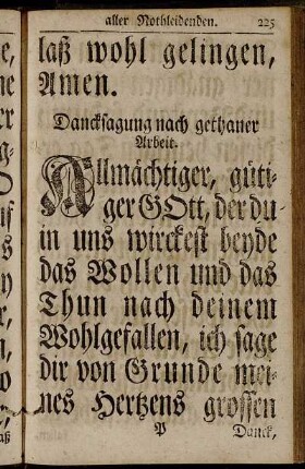 Dancksagung nach gethaner Arbeit