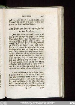 Eine Salbe zur Zertheilung der Knoten in den Brüsten.