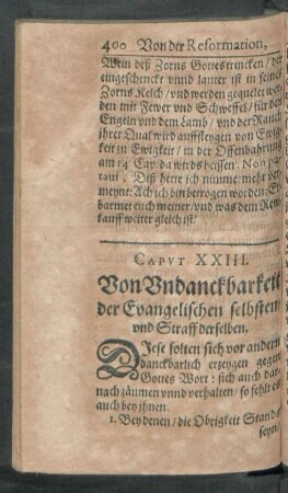 Caput XXIII. Von Undanckbarkeit der Evangelischen selbsten und Straff derselben