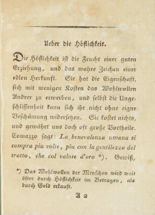 Ueber die Höflichkeit.