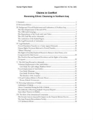 Claims in conflict : reversing ethnic cleansing in northern Iraq