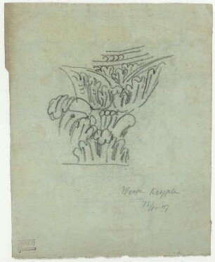 St. Liudger zu Werden, Ornament vom Kapitell der Krypta, Säule der Westempore