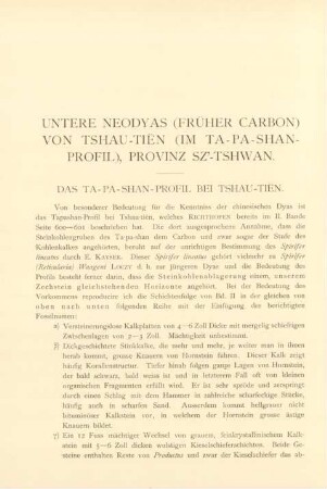 Untere Neodyas (früher Carbon) von Tshau-tien (im Ta-pa-shan-Profil), Provinz Sz'-thwan