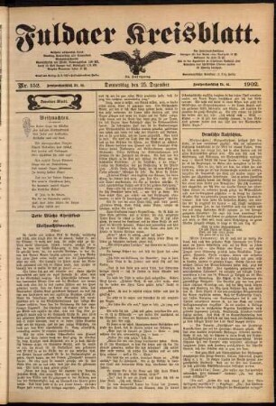 Zweite Ausgabe vom Donnerstag, den 25. Dezember 1902.
