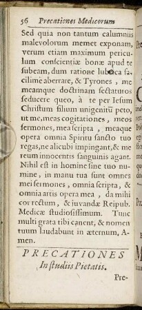 Precationes In studiis Pietatis.