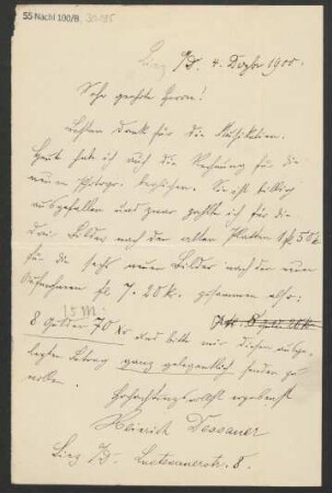 Brief an B. Schott's Söhne : 04.12.1900
