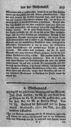 Lehrbegriff der gesammten Mathematick. T.6.