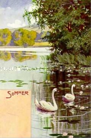 Postkarte mit Jahreszeiten-Motiv