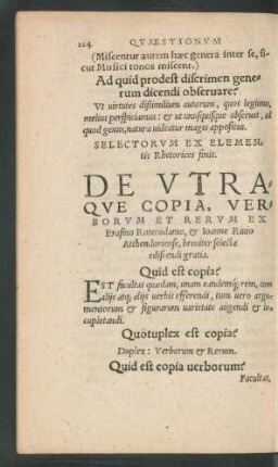 De Utraque Copia, Verborum Et Rerum Ex Erasmo Roterodamo, et Ioanne Rivio Atthendoriense, breviter selecta ediscendi gratia.