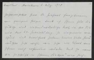 Brief von Eugen Kühnemann an Gerhart Hauptmann