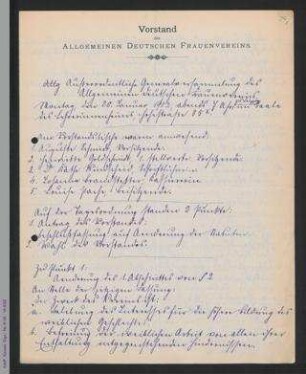 Protokoll und Protokollabschrift zur außerordentlichen Generalversammlung des Allgemeinen deutschen Frauen-Vereins in Leipzig 1902