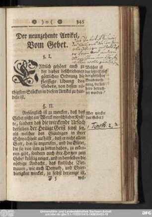 Der neunzehente Artikel, Vom Gebet.