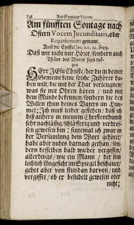 Am fünften Sontage nach Ostern Vocem Jucunditatis, oder Rogationum genant.