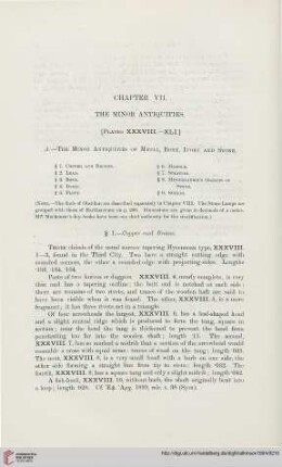 Chapter VII: The Minor antiquities