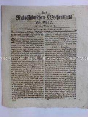 Rudolstädtisches Wochenblatt, 9. Jg. 1777 Nr. 18