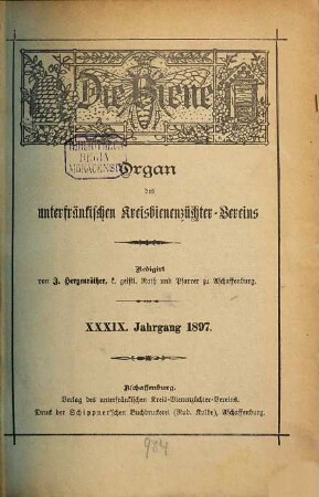 Die Biene. 39. 1897