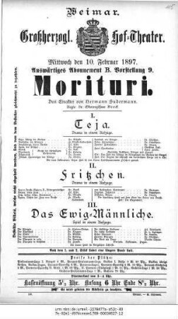 Morituri [Teja / Fritzchen / Das Ewig=Männliche]